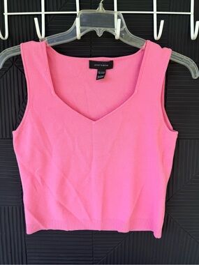 Pointelle Pink V-Neck Sleeveless Tank Top
